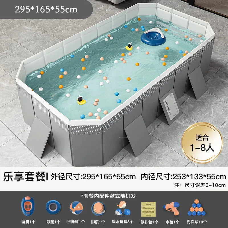 HKM-848339 Large Rectangular Above Ground Swimming Pool for Outdoor Use