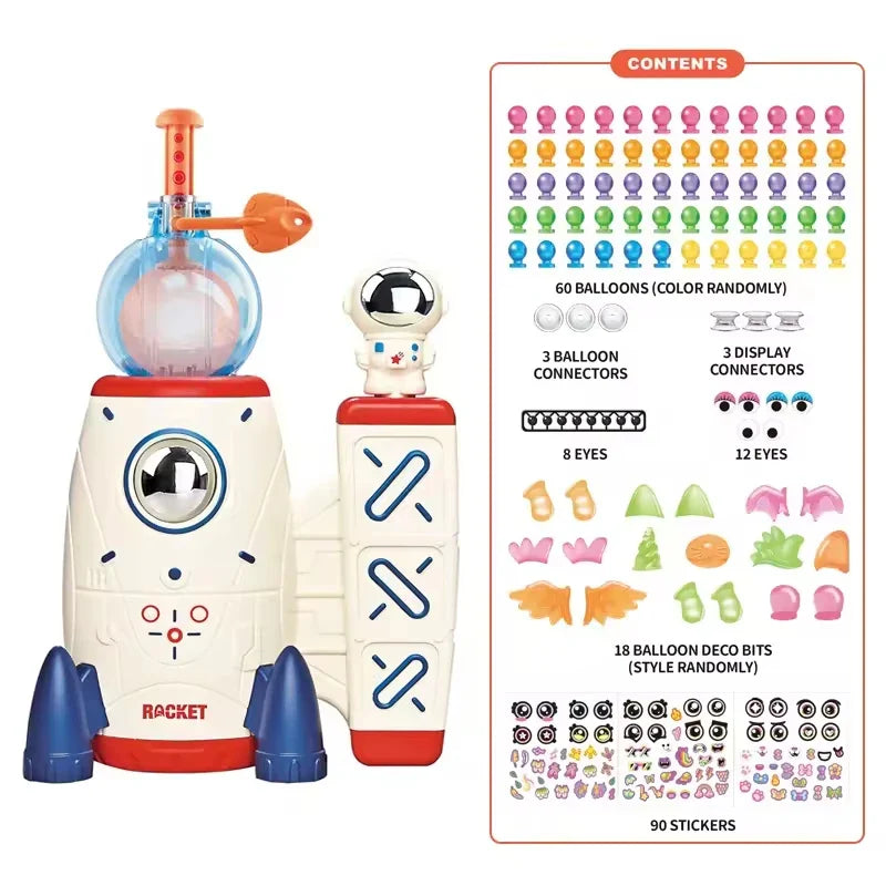 HKM-214035 Space Rocket Balloon Inflator with Accessories for Kids Birthday Parties
