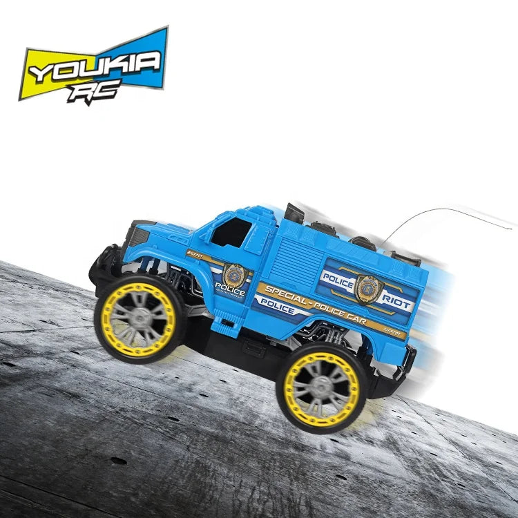 HKM-950739 Blue Remote Control Electric Car 27MHz 4x4 Stunt Vehicle for Kids 1/16 Scale Indoor-Outdoor Use