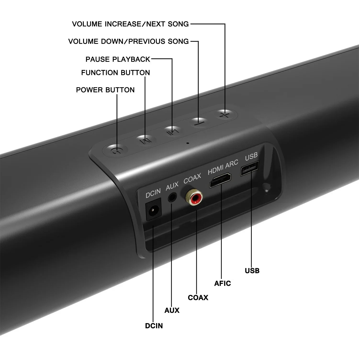 KTX-155731 50W Compact Wireless Bluetooth Sound Bar with Subwoofer for Home Theatre System