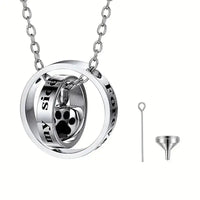 HKM-707731 Forever in My Heart,No Longer by My Side Cremation Pet Urn Necklace for Ashes Pendant Jewelry for Dog Paw Print
