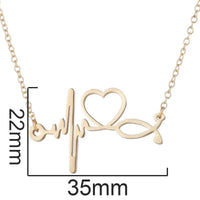 HKM-412819 Trendy Golden Clavicle Chain Necklace Heart Pendant Necklace Stethoscope Heartbeat Necklace for Women