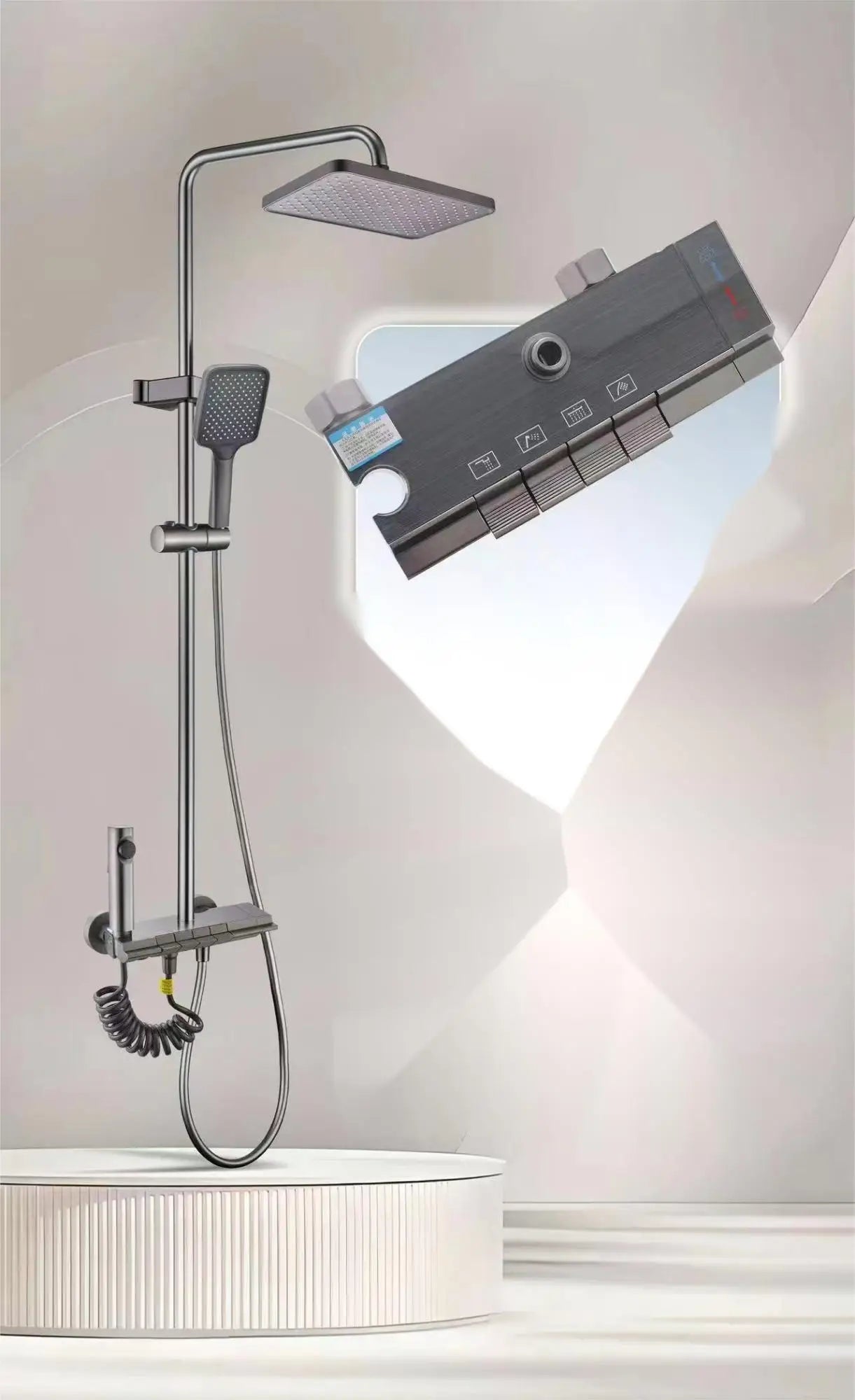 KTX-113939 Waterfall Shower Panel with Body Massage Jets and Hand Spray