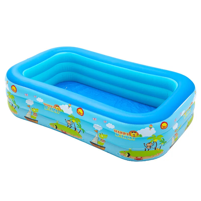 HKM-651731 Inflatable Rectangular Swimming Pool for Kids and Adults, Portable Outdoor Water Fun