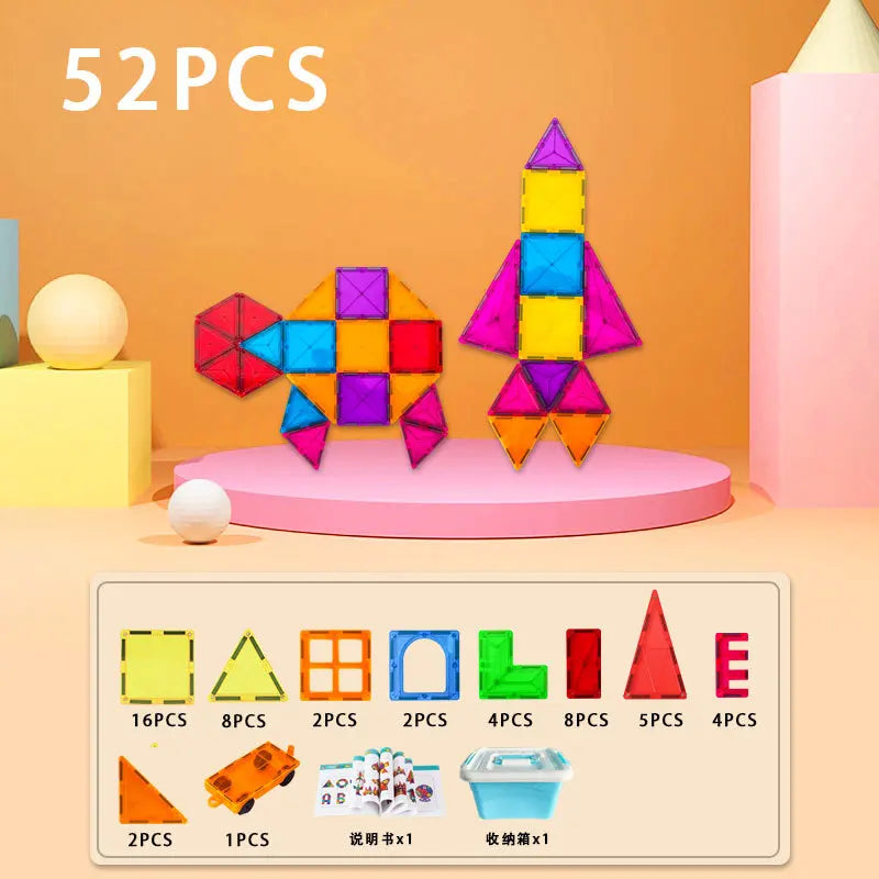 KTX-962707 Magnetic Building Blocks Set for Creative Assembly and Educational Play – Colourful DIY Tiles for Kids