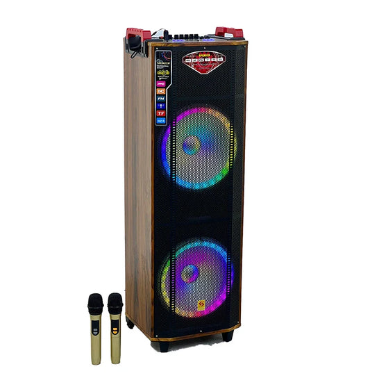 KTX-726291 Dual 12 Inch Push Portable Speakers Home Theatre Hi-Fi Karaoke System with Microphone