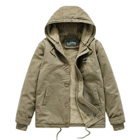 HKM-259027 Men's Winter Thickening Lamb Wool Cotton Coat With Hooded Velvet Collar Short Pilot Jacket Workwear Puffer Jacket