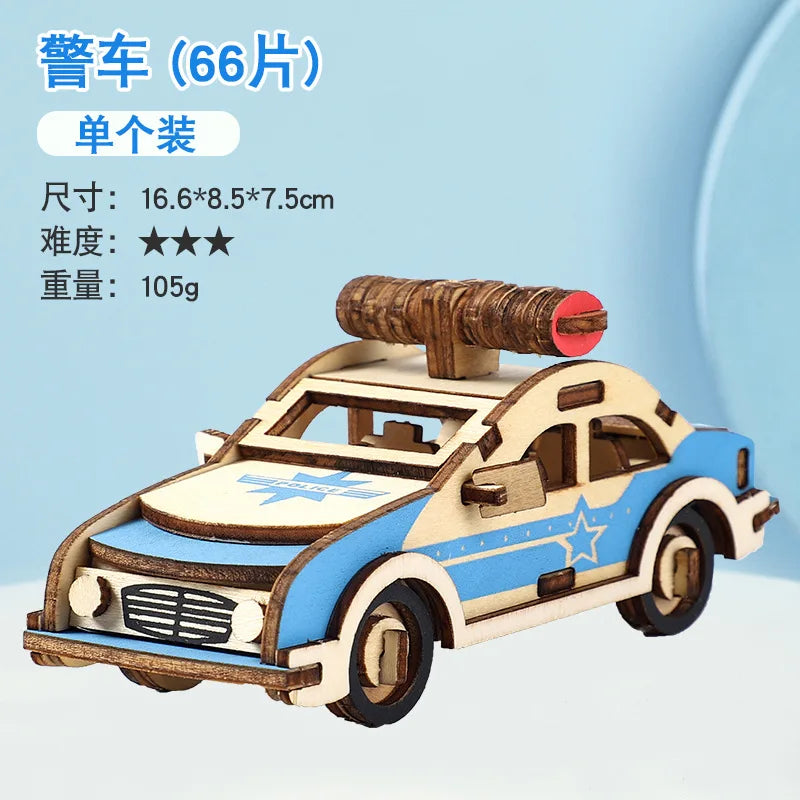 KTX-925651 3D Wooden Puzzle Kit for Kids - Eco-Friendly DIY Educational Toy in Cartoon Style