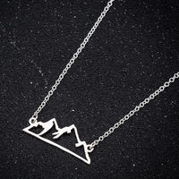 HKM-002643 Fashion 18k Gold Plated Chain Statement Necklace Waterproof Stainless Steel Hill Mountain Pendant Necklace for Women Gift