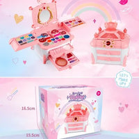 HKM-982355 Washable Kids Makeup Bag Kit with Portable Box for Pretend Play - Perfect Gift for Girls