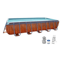 HKM-946643 Large Rectangular Above Ground Family Swimming Pool with Metal Frame
