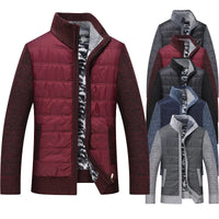 HKM-112147 Men's Customized Sweater Jacket Winter Padded Thickened Jacket Casual Standing Collar Knitted Pullover
