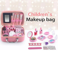 HKM-637715 Children's Real Cosmetics Makeup Set with Nail Polish and Custom Brushes for Ages 2-14