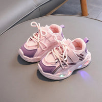 HKM-181139 Spring and Autumn Girls Comfortable Luminous Sports Shoes Boys Fashion Casual Soft Soled LED Sports Shoes