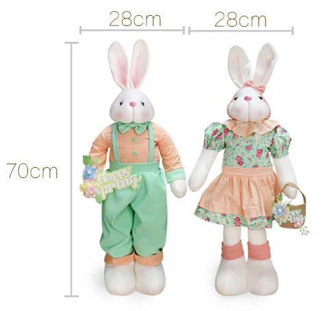 KTX-163091 Cute Sitting Rabbit Toy with Flower Basket - Spring Garden Style Plush Home Decoration