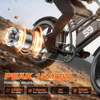 HKM-3429587 Adult: 1500W Motor, 20 MPH Top Speed, 48V System and 48V 20Ah Battery Electric Bicycle for Daily Commuting