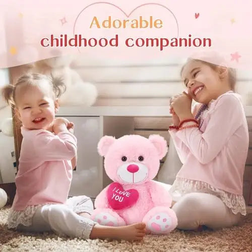 KTX-210515 12-Inch Pink Soft Plush Teddy Bear Toy for Kids and Adults - Ideal Valentine's Day Gift