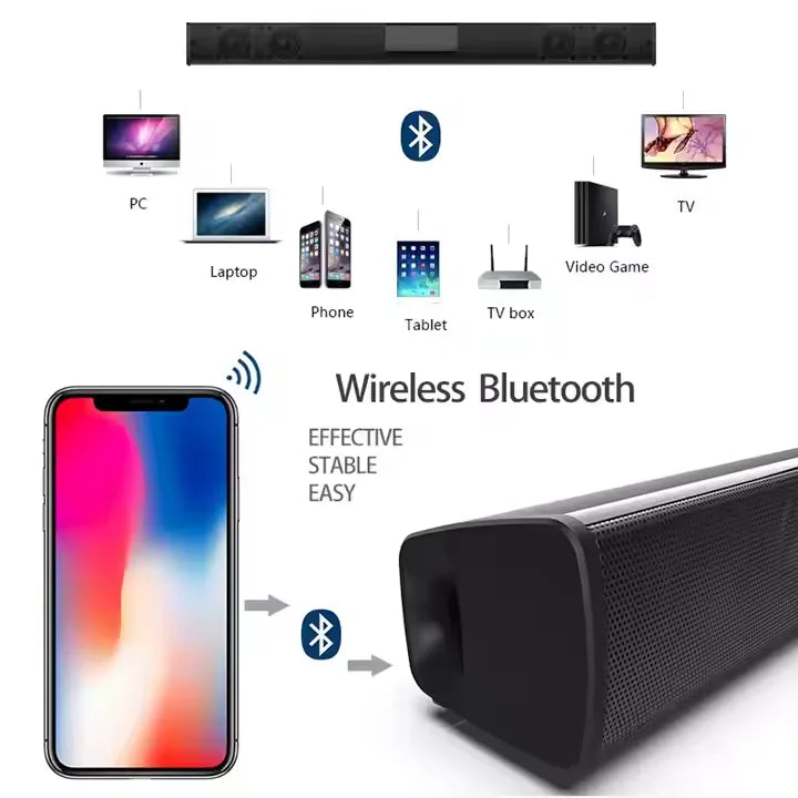 KTX-434835 Wireless Home Theater Sound Bar with FM, Bluetooth V5.0, and Multiple Connection Options