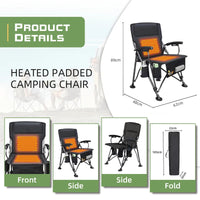 HKM-683347 Lightweight Outdoor Folding Chair with Heating Pad - Ideal for Camping and picnics
