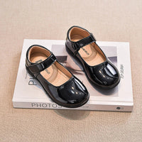 HKM-213907 Factory Price Wholesale Kids Teenager Student School Black Shoes Formal Uniform Leather Flat Design for All Winter Spring