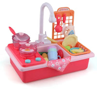 HKM-949587 Electric Toy Kitchen Play Set for Kids Age 2-7, Battery Operated Tableware Toys