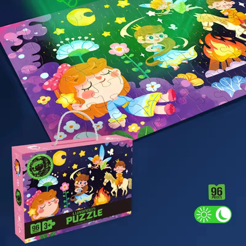 HKM-838931 Glow-in-the-Dark Children’s Puzzle Plane Educational Block Toy 26x19.5x6cm