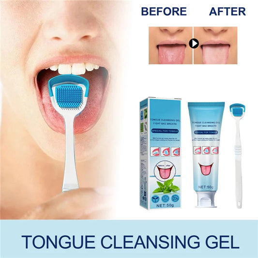 HKM-766291 Tongue Cleaner with Deep Cleaning Gel and Brush for Oral Health and Bacterial Reduction
