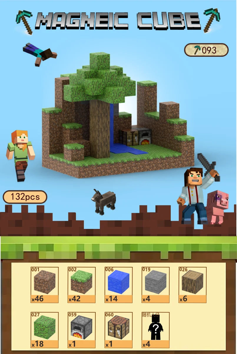 KTX-684755 Magnetic Building Block Cube Set for Kids - DIY Educational Sensory Game with Over 500 Accessories