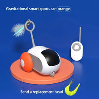 HKM-391379 Interactive Electric Cat Toy with Gravity Roll Feature and Feather Teaser