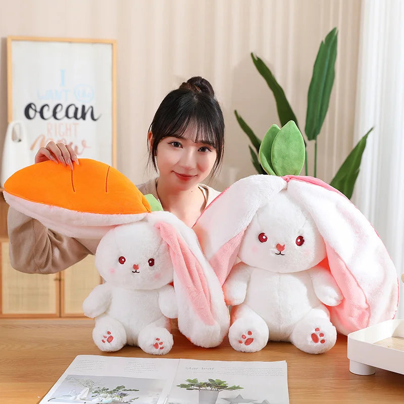 KTX-178899 Kawaii Strawberry Rabbit Plush Doll - Unisex Cotton Toy with PP Filling - Cute Carrot Design for All Ages