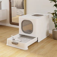 HKM-357459 Odor-Proof Foldable Cat Litter Box with Easy Clean Design and Splash Prevention