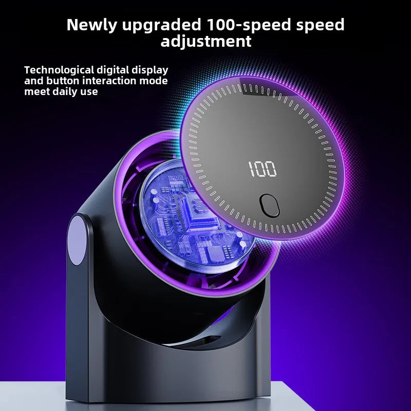 KTX-377235 USB Bladeless Desktop Fan with Digital Display and Turbo Speed, Foldable Air Cooling Design, Brushless Motor, 5V Power