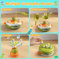 HKM-460371 Dinosaur 4 in 1 Pop Up Board Game for Kids - Electronic Musical Bouncing Turntable Fishing Fun