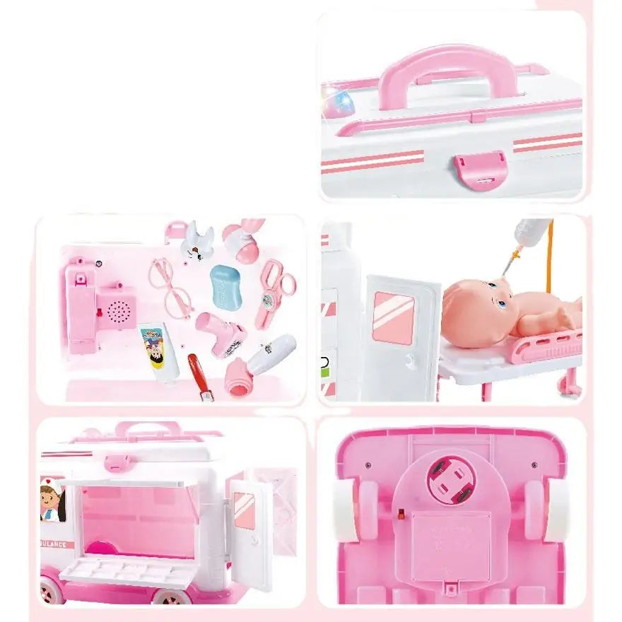 HKM-868243 Doctor Toy Set with Ambulance Car and Medical Kit for Role Play and Imaginative Play