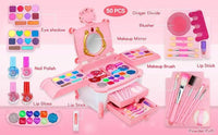 HKM-982355 Washable Kids Makeup Bag Kit with Portable Box for Pretend Play - Perfect Gift for Girls