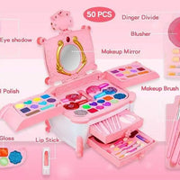 HKM-982355 Washable Kids Makeup Bag Kit with Portable Box for Pretend Play - Perfect Gift for Girls