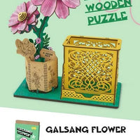 HKM-085267 3D Wooden Jigsaw Puzzle Flower Model Kit - Red Rose Educational Craft for Kids and Adults