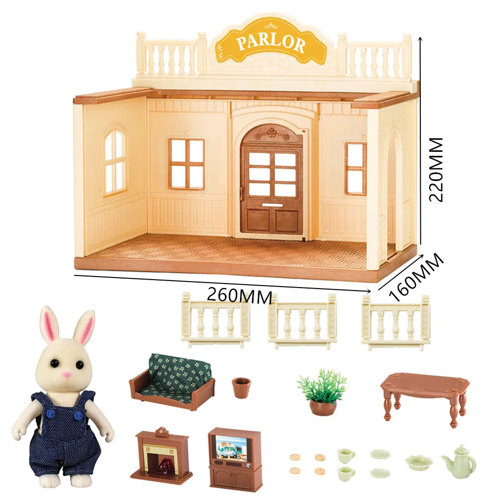 KTX-552851 Forest Family Big Villa Set - Mini Doll House Playset for Role Play and Educational Fun