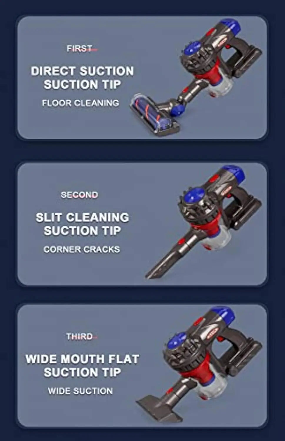 KTX-915667 3-in-1 Mini Plastic Vacuum Cleaner Toy Set for Kids - Pretend Play Household Appliance