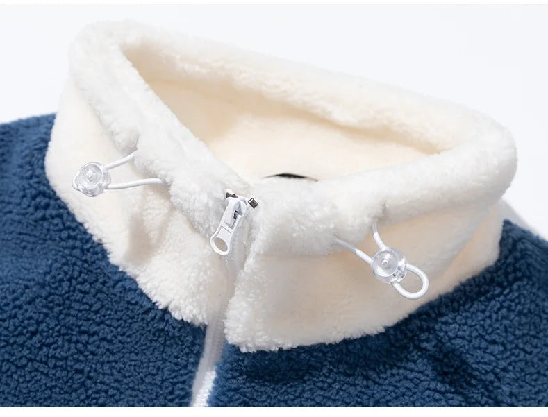 HKM-538131 Men's Lamb Fleece and Thick Cotton Stand Collar Puffer Jacket Winter Clothing for Men Finished Product Clothing