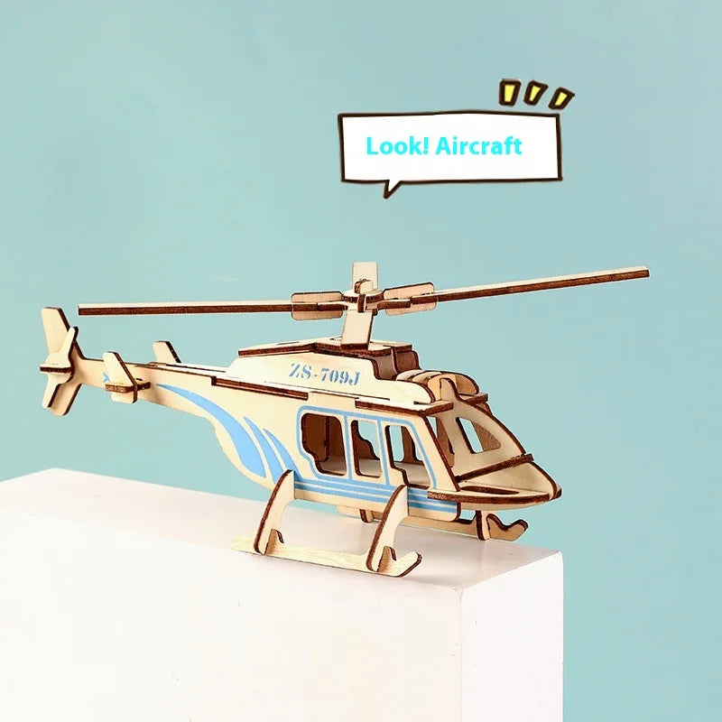 KTX-925651 3D Wooden Puzzle Kit for Kids - Eco-Friendly DIY Educational Toy in Cartoon Style