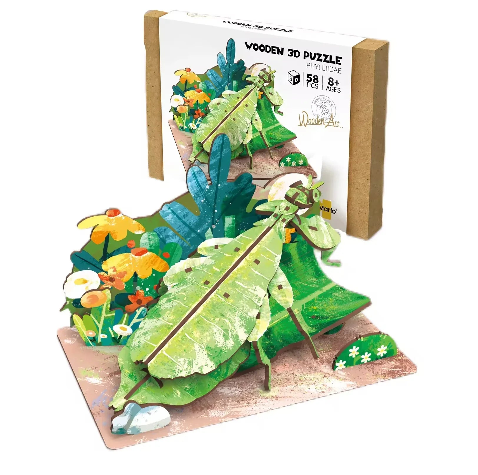 HKM-855891 Wooden 3D Insect Puzzle Set - Butterfly and Bee Models for Kids Educational Fun