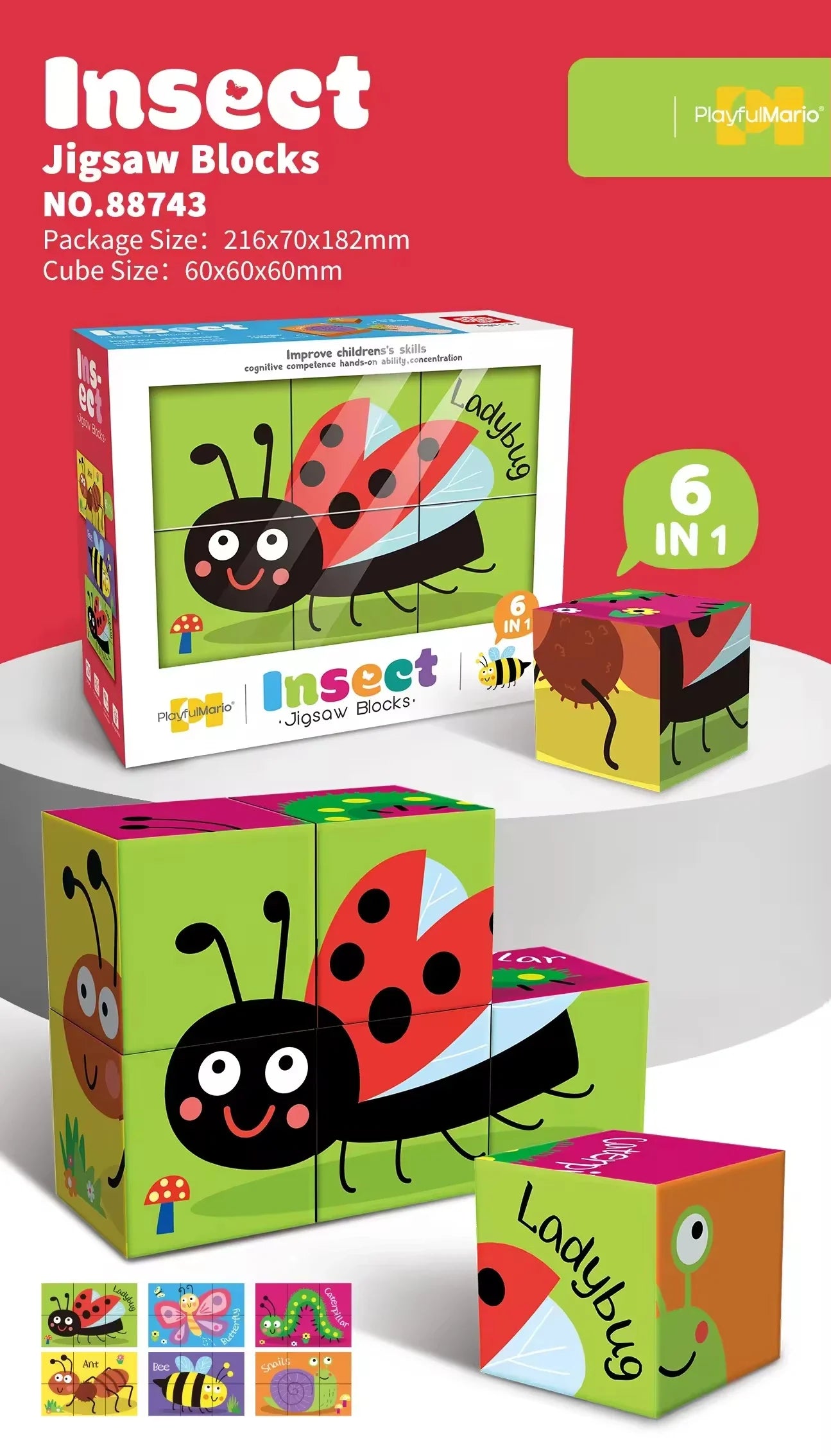HKM-281875 6 in 1 Jigsaw Puzzle Set for Kids - Ocean, Insect, Universe, Arctic Themes, Educational Fun