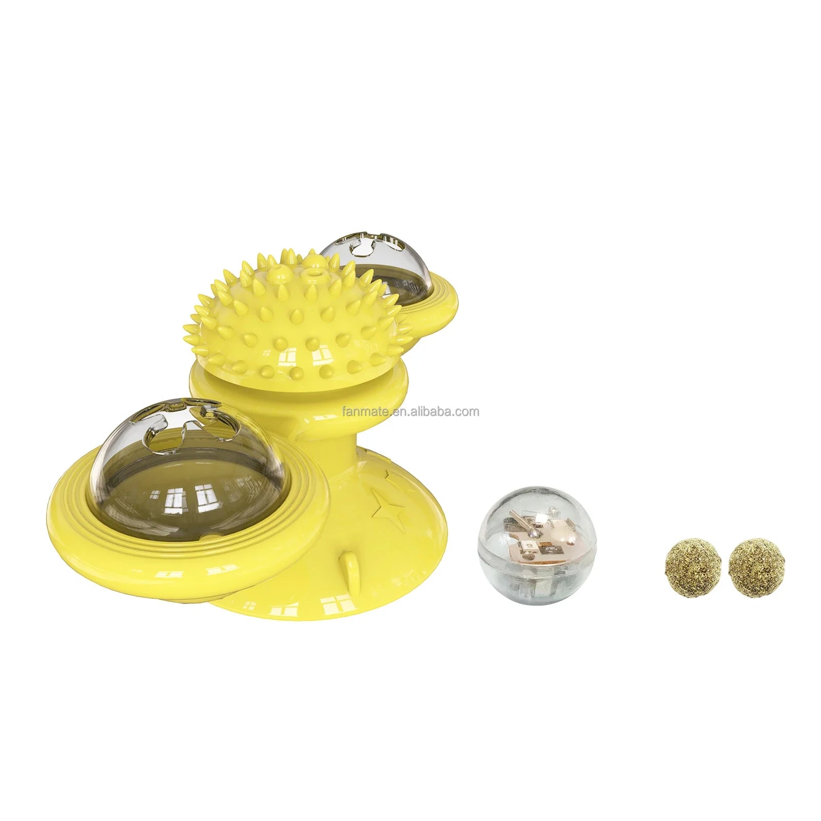 KTX-763667 Durable Interactive Cat Turntable Toy with Catnip and Non-Toxic TPR Material for Boredom Relief
