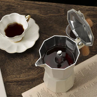 Quality Wooden and Aluminum Stovetop Espresso Maker Stylish Espresso Moka Pot for Classical Taste Italian Coffee Enthusiast