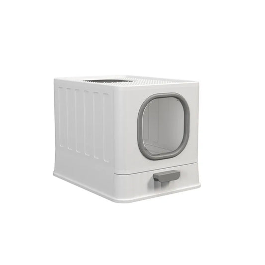 HKM-357459 Odor-Proof Foldable Cat Litter Box with Easy Clean Design and Splash Prevention