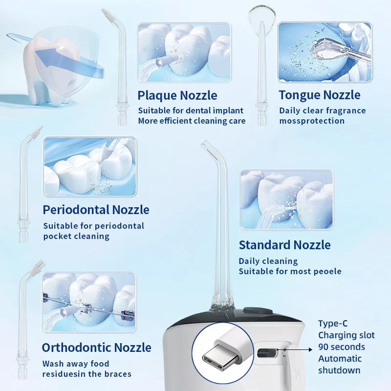 HKM-913171 IPX7 Waterproof Electric Dental Floss Water Flosser for Home and Travel