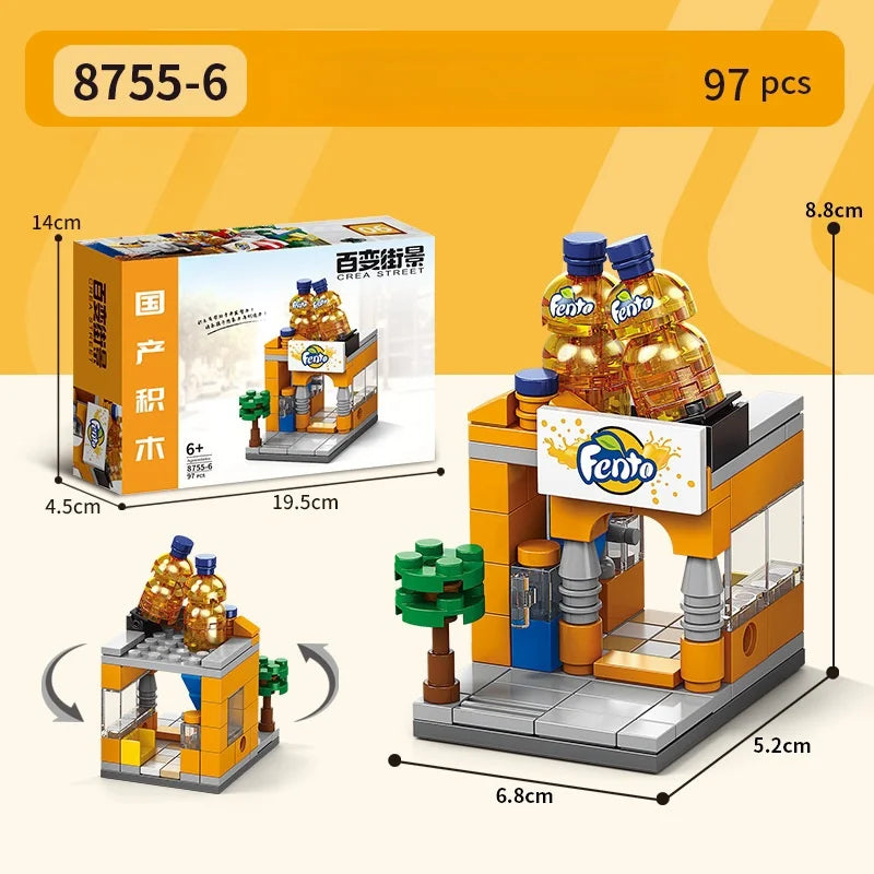 KTX-636179 8-in-1 Mini City Street View 3D Building Block Set for Kids