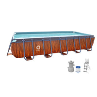 HKM-946643 Large Rectangular Above Ground Family Swimming Pool with Metal Frame