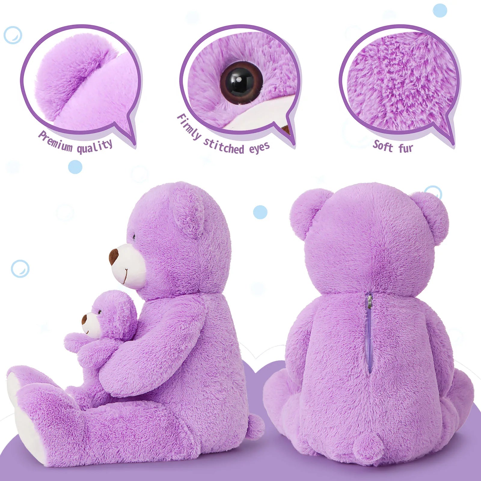 KTX-636499 Giant Purple Tie-Dye Soft Stuffed Teddy Bear Toy for Kids – Perfect Gift for Baby Showers